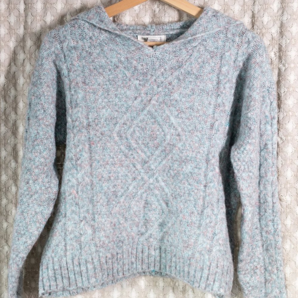 RACHEL ZOE Pullover Cableknit Hooded Soft Sweater Size XS